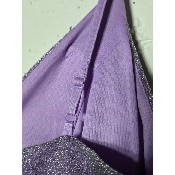 Ever Pretty Lavender Sleeveless Mini Dress Size Large Sparkle Glitter Vneck Hoco - Picture 10 of 13